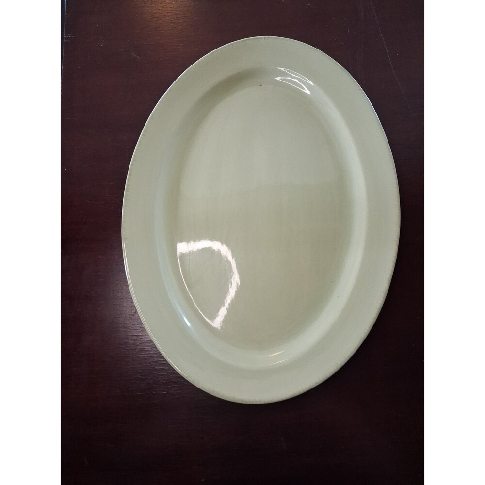 TAG Large Green Ceramic OVAL Serving Tray Platter 19 " Tableware Serveware